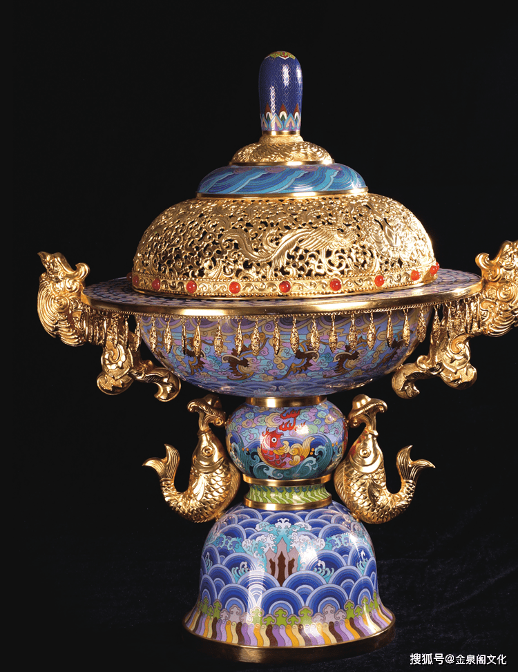 霍鐵輝大師景泰藍天地祥瑞香薰爐琺瑯擺件_中國_藝術品_工藝美術